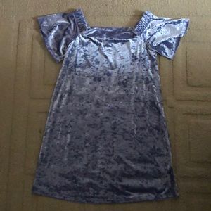 Blue velvet off the shoulder dress!